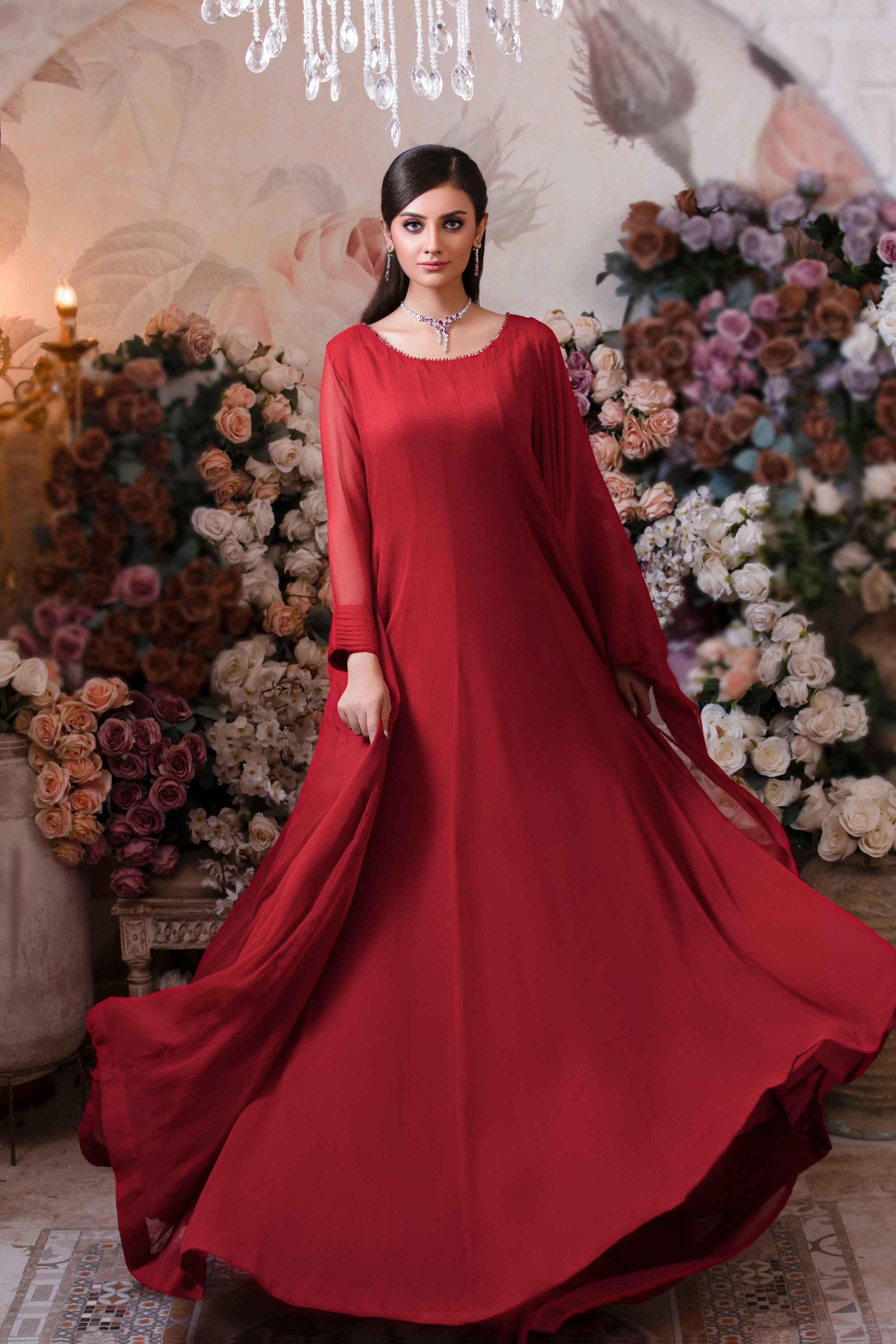 Buy Wine Coloured Plain Gown And nackline with peasant sleeves Designer Gown  Gujju Fashions at Rs. 1752 online from Gujju Fashion Designer Gown : A1010